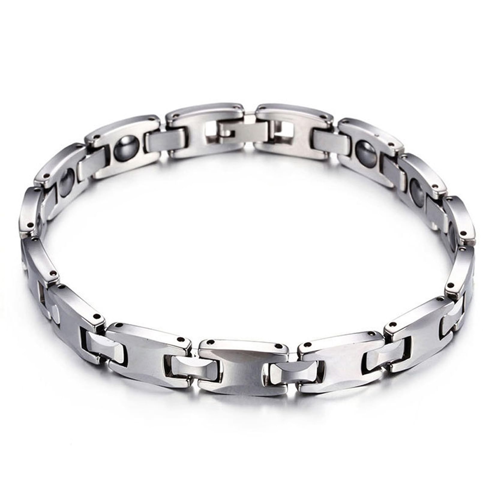 Amazon | PW タングステン 健康磁気 極上の輝き ブレスレット/銀色 幅